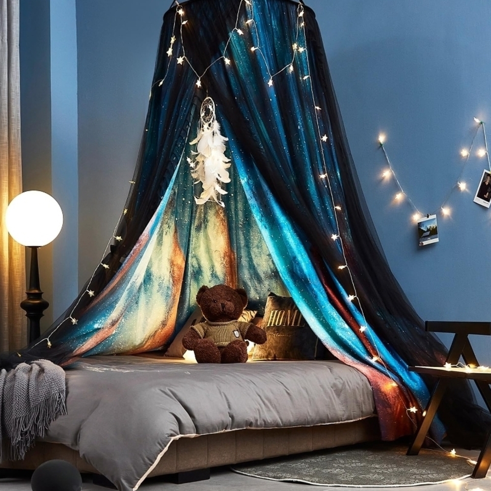 Gorgeous Aurora Printed Bed Canopy for Girls & Adults